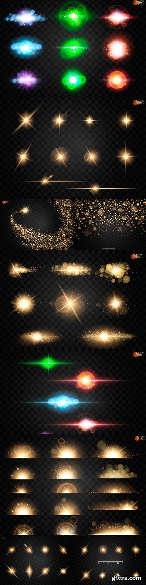 Bright lighting effects collection design illustrations 25
