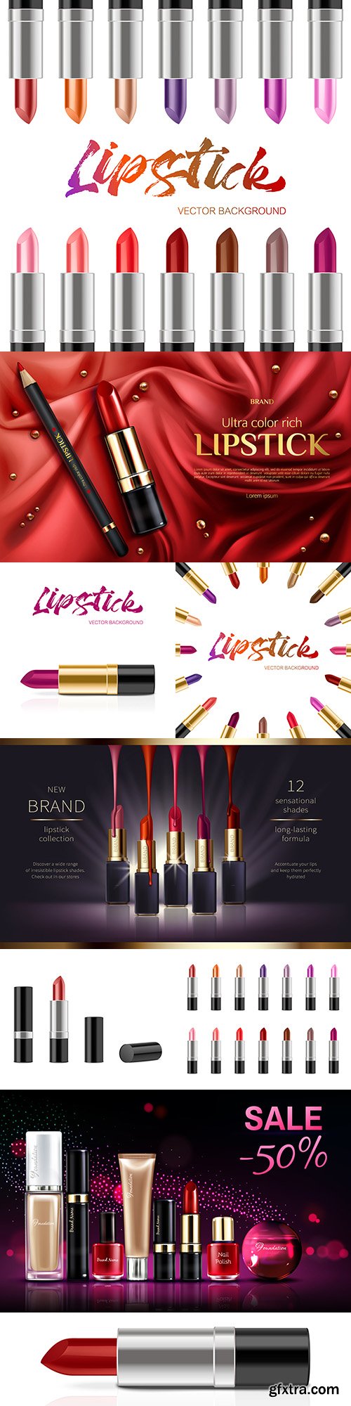 Lipstick cosmetics product banner design 3d illustration