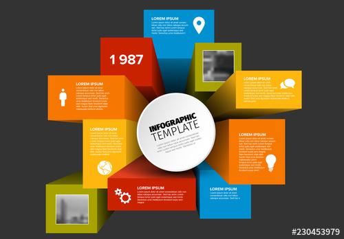 Infographic Layout with 3D Cubes - 230453979