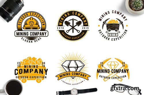 Retro Style Mining Badge Logos