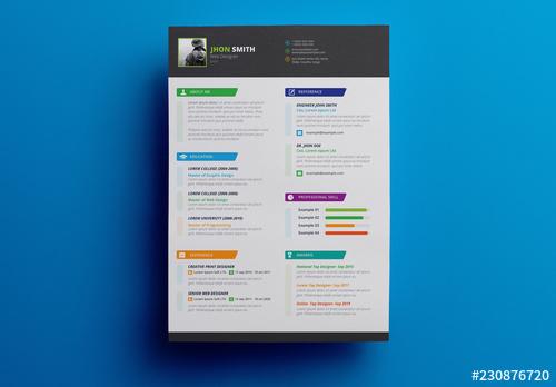 Resume Layout with Gray Header and Footer - 230876720
