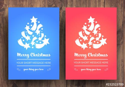 Christmas Card Layouts with Red and Blue Backgrounds - 232523709