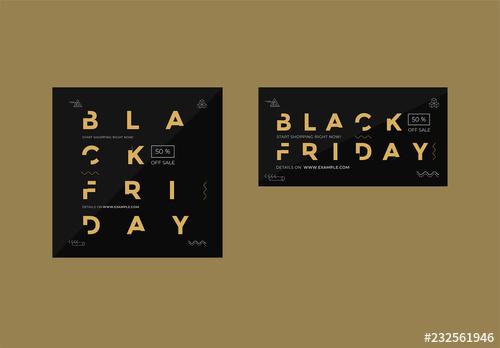 Black Friday Social Media Feed Layouts with Gold Elements - 232561946