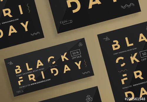 Black Friday Flyer Layouts with Gold Elements - 232561948