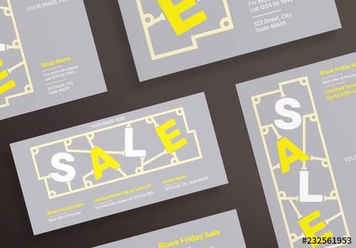 Black Friday Sale Flyer Layouts with Yellow Elements - 232561953