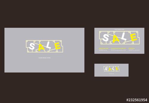 Black Friday Sale Social Media Set Layouts with Yellow Elements - 232561954