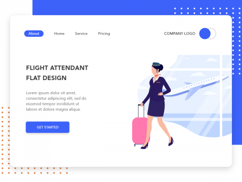 Flight Attendant flat design concept for Landing page
