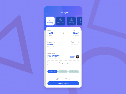 Flights Search concept for Mobile App