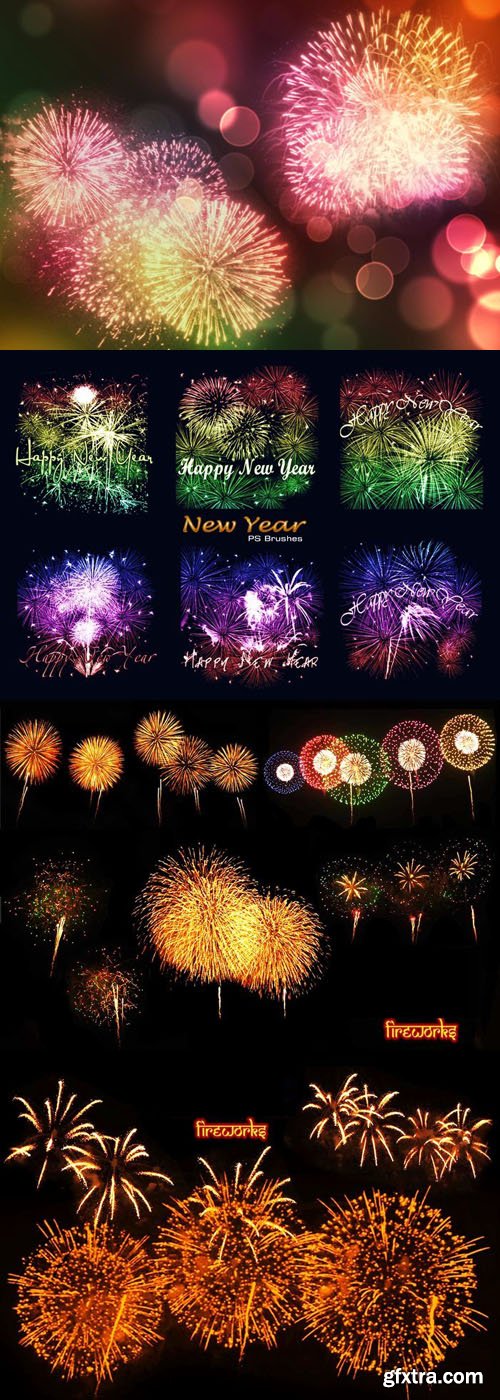 Awesome 100 New Year Fireworks Brushes for Photoshop