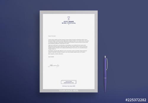 Letterhead Layout with Wine Glass Icon - 225372282