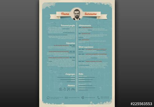 Resume Layout with Distressed Effects - 225563553
