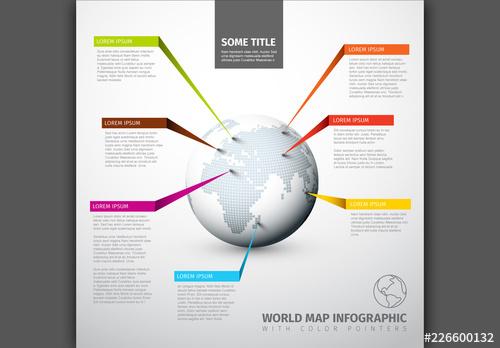 Globe Infographic Layout with Colorful Ribbons - 226600132