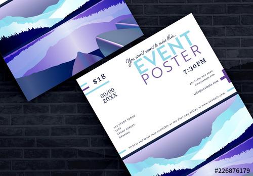 Event Flyer Layout with Mountain Illustration - 226876179
