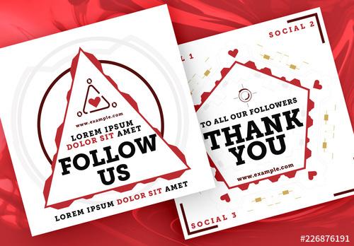 Social Media Post Layouts with Red and White Elements - 226876191
