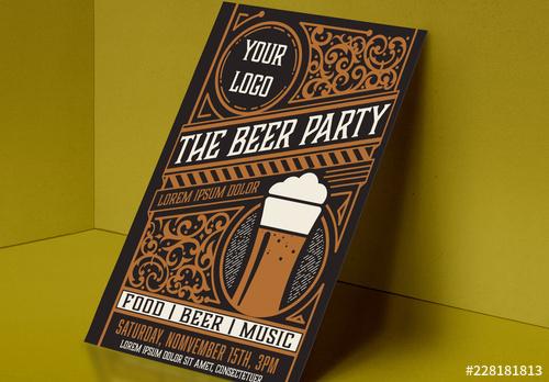 Beer Party Flyer Layout - 228181813