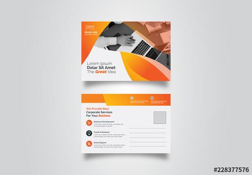 Postcard Layout with Orange Accents - 228377576