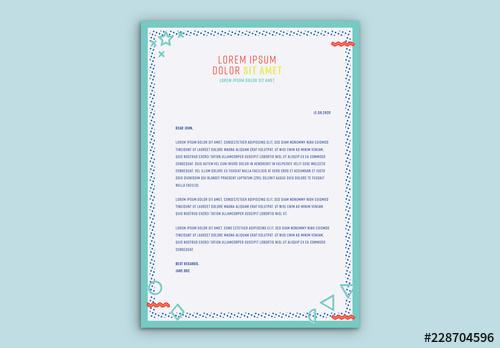 Letterhead Layout with Turquoise Elements - 228704596