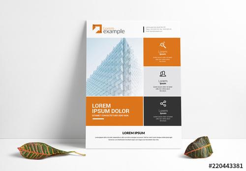 Business Flyer Layout with Orange Elements - 220443381