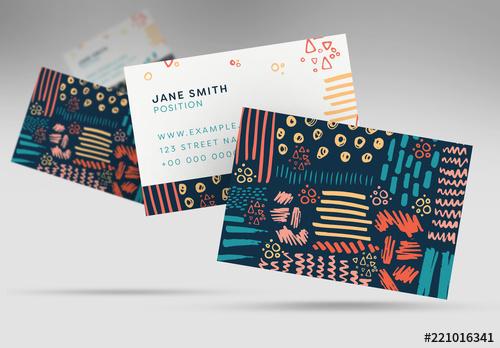Business Card Layout with Abstract Lines - 221016341