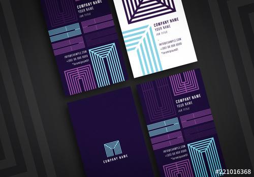 Four Business Card Layouts with Geometric Elements - 221016368