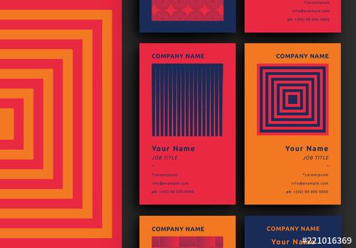 Six Business Card Layouts with Patterns - 221016369