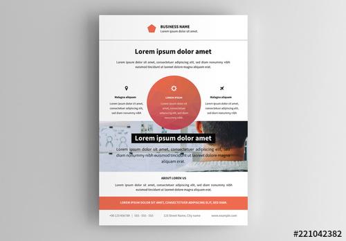 Business Flyer Layout with Orange Accents - 221042382