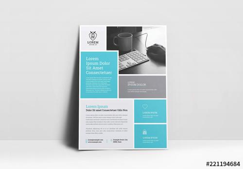 Blue and Gray Colorblock Flyer Layout - 221194684
