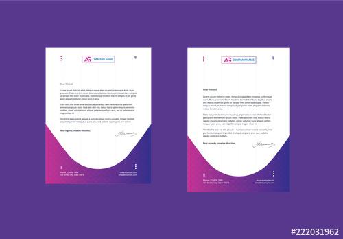 Letterhead Layout with Purple Gradient Accents - 222031962