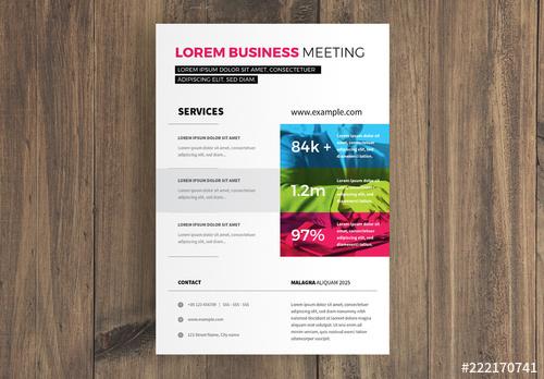 Business Flyer Layout with Three Bright Colors - 222170741