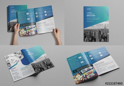 Blue Gradient Bi-Fold Brochure Layout - 222187460
