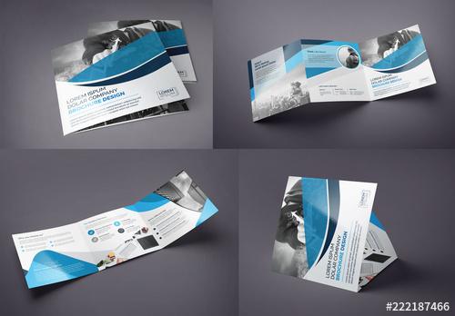 Blue Square Tri-Fold Brochure Layout - 222187466