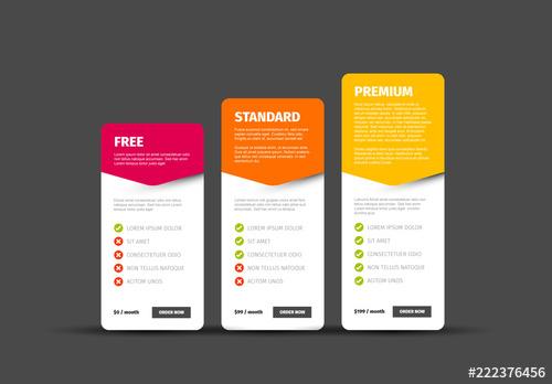 Product/Service Price Comparison Cards Layout - 222376456