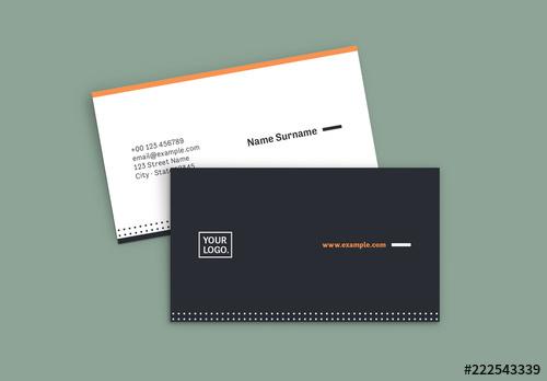 Business Card Layout with Orange Accents - 222543339