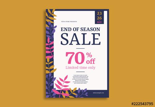 Sale Flyer Layout with Leaf Illustrations - 222543795