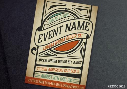 Event Poster Layout with Ornamental Elements - 223065613