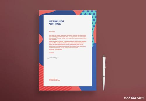 Letterhead Layout With Abstract Elements - 223442465