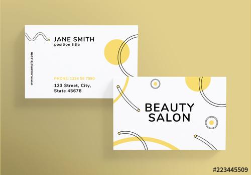 Business Card Layout with Pastel Shapes - 223445509