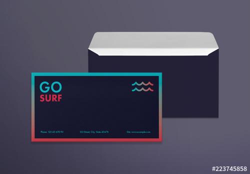 Envelope Layout Set with Surfboard And Wave Elements - 223745858
