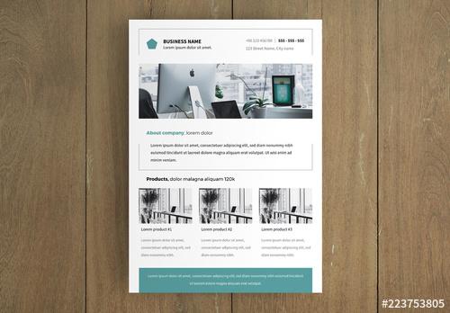 Business Flyer Layout with Teal Accents - 223753805