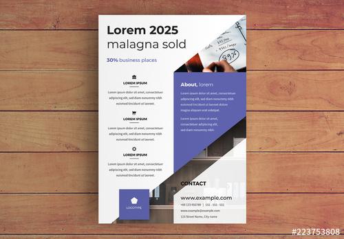 Business Flyer Layout with Purple Accents - 223753808