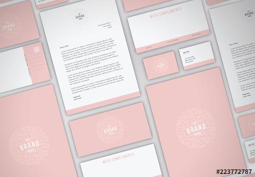 Brand Stationery Layout Set with Pink Accents - 223772787