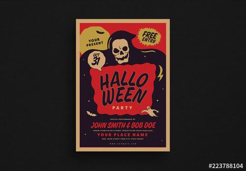 Skeleton Halloween Party Event Flyer Layout - 223788104
