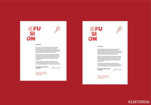 Letterhead Layout Set with Red Accents - 216720016