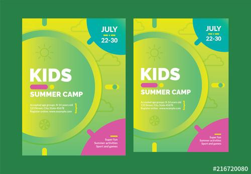 Kids Summer Camp Poster Layout Set - 216720080