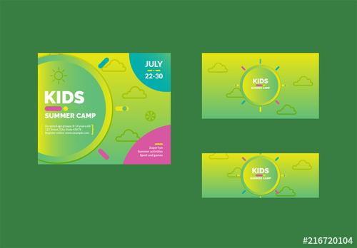 Kids Summer Camp Social Media Cover and Post Layout Set - 216720104
