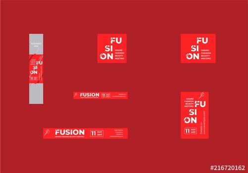 Web Banner Layout Set with Red Accents - 216720162