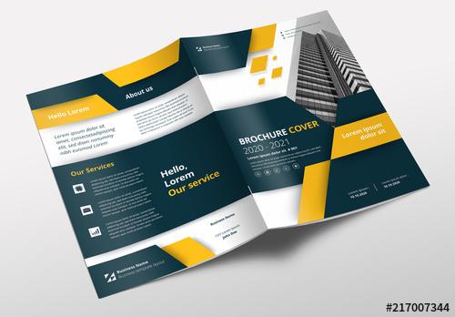 Brochure Layout with Yellow and Gray Accents - 217007344