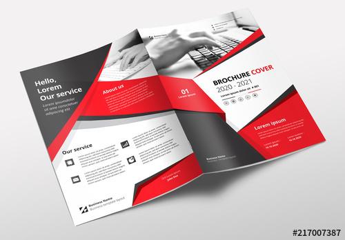 Brochure Layout with Red and Gray Accents - 217007387
