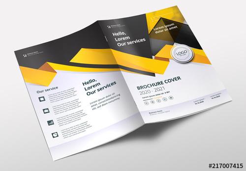 Brochure Layout with Yellow and Gray Accents - 217007415