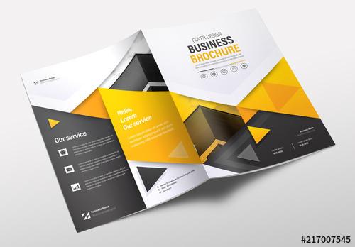 Brochure Layout with Yellow and Gray Accents - 217007545
